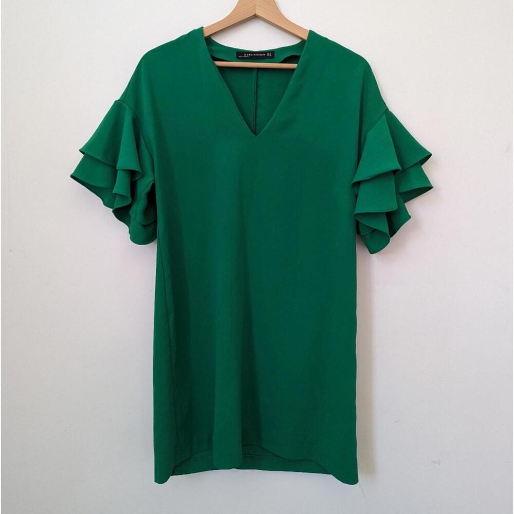 Zara green bell-sleeve minidress